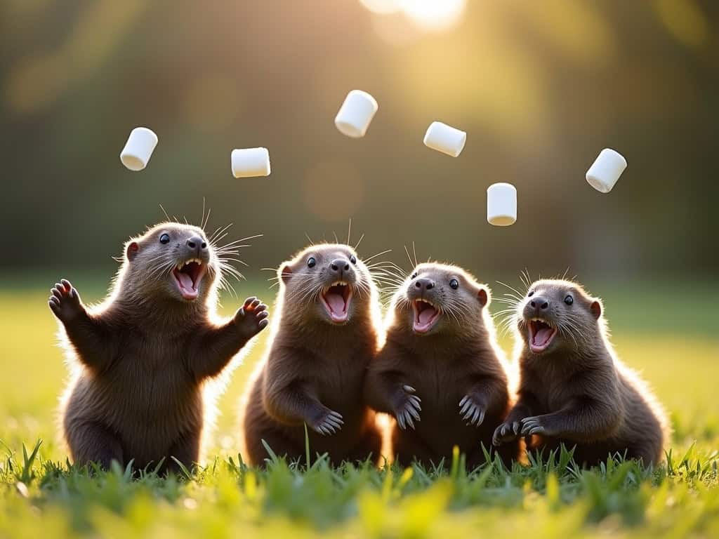 Moles.org - Space for moles playful in nature with marshmallows flying, lively and adorable.