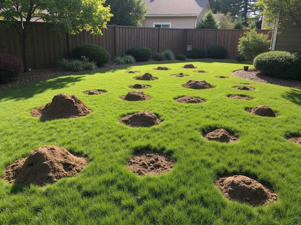 moles digging holes in yard